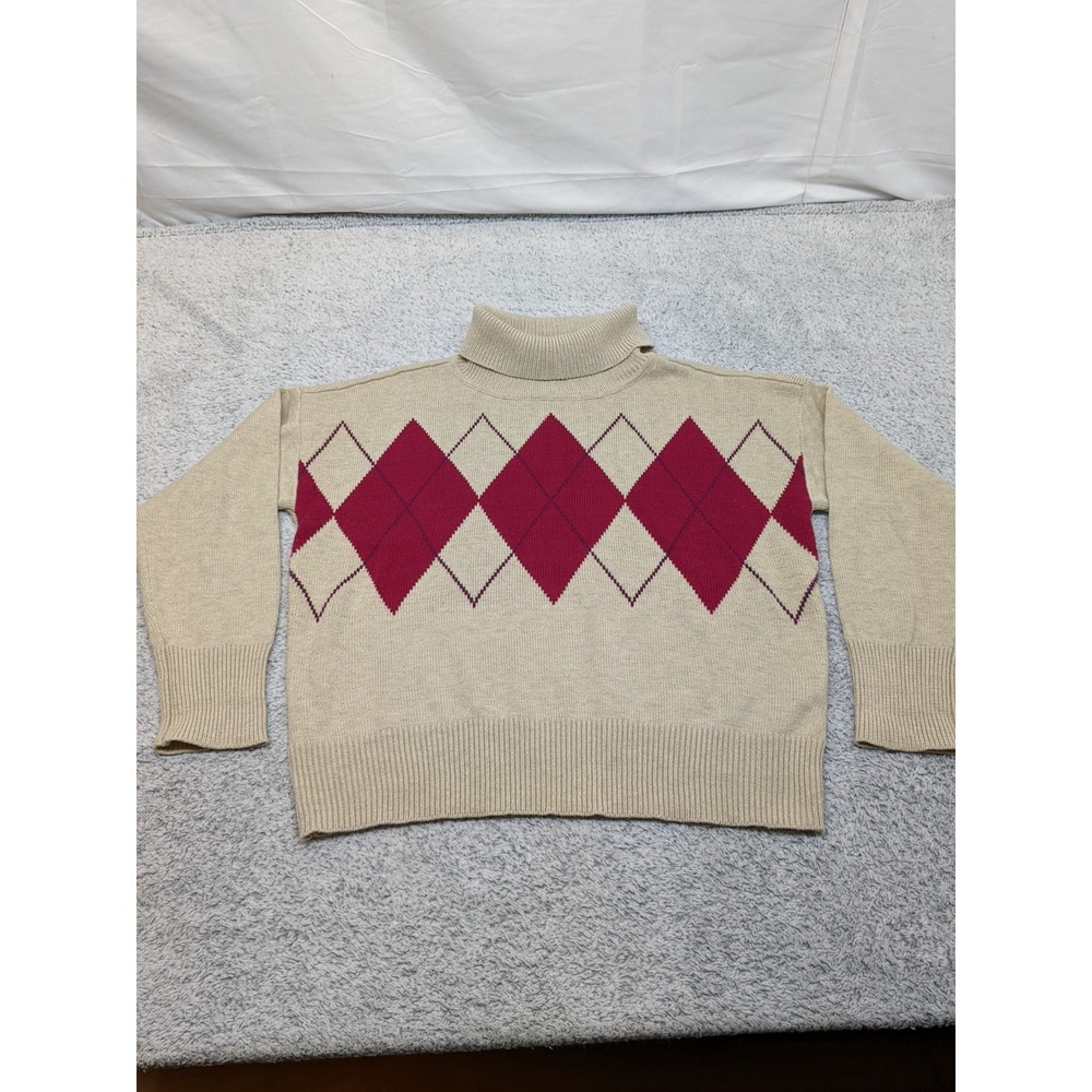 New York & Company‎ Turtleneck Argile Sweater Womens XL Beige Burgundy